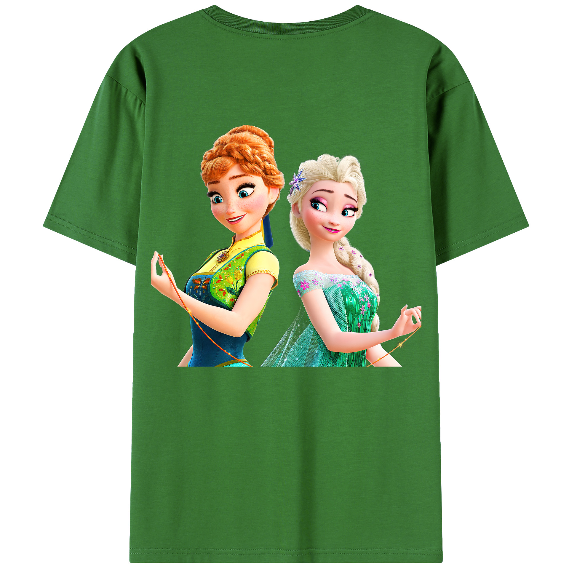 （画像用） アナと雪の女王 アンナ エルサ Frozen Anna Elsa レディース半袖Tシャツ(バックプリント)